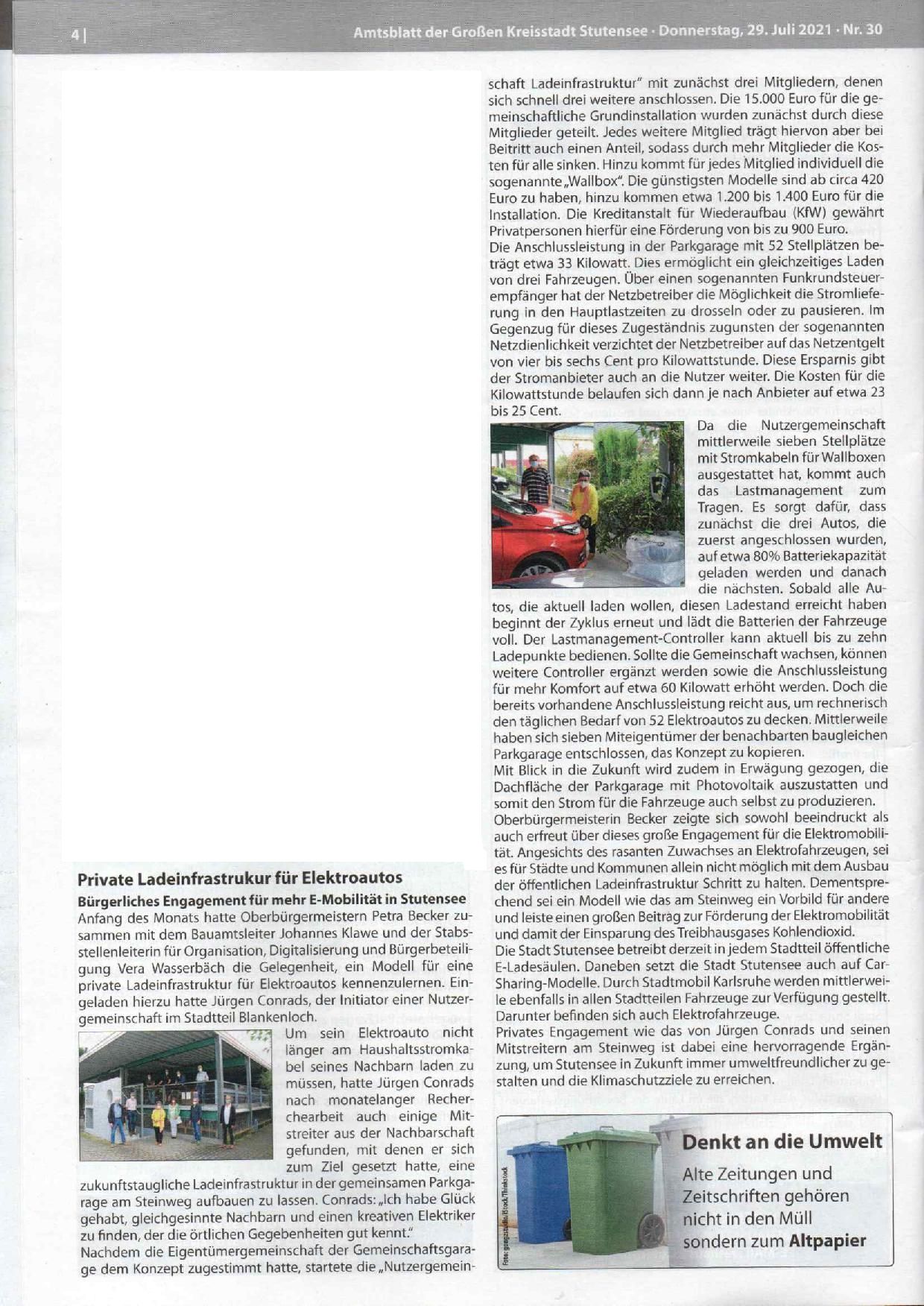 Bürgerschaftliches Engagement für mehr E-Mobilität in Stutensee